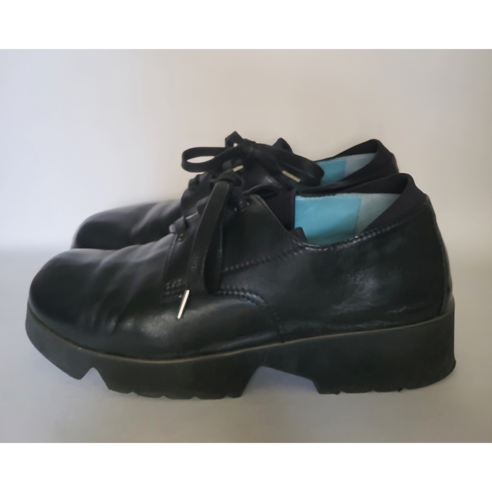 Thierry Rabotin Black Zigor Platform Butter Leather Lace Up Low Boot